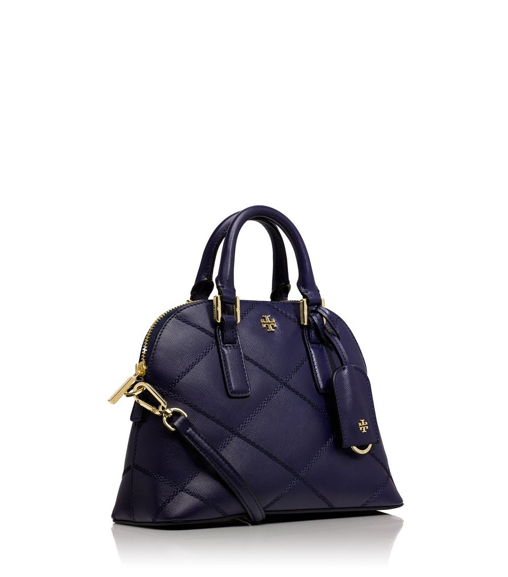 lyst burch robinson stitched mini dome satchel in blue lyst burch robinson stitched mini dome satchel in blue