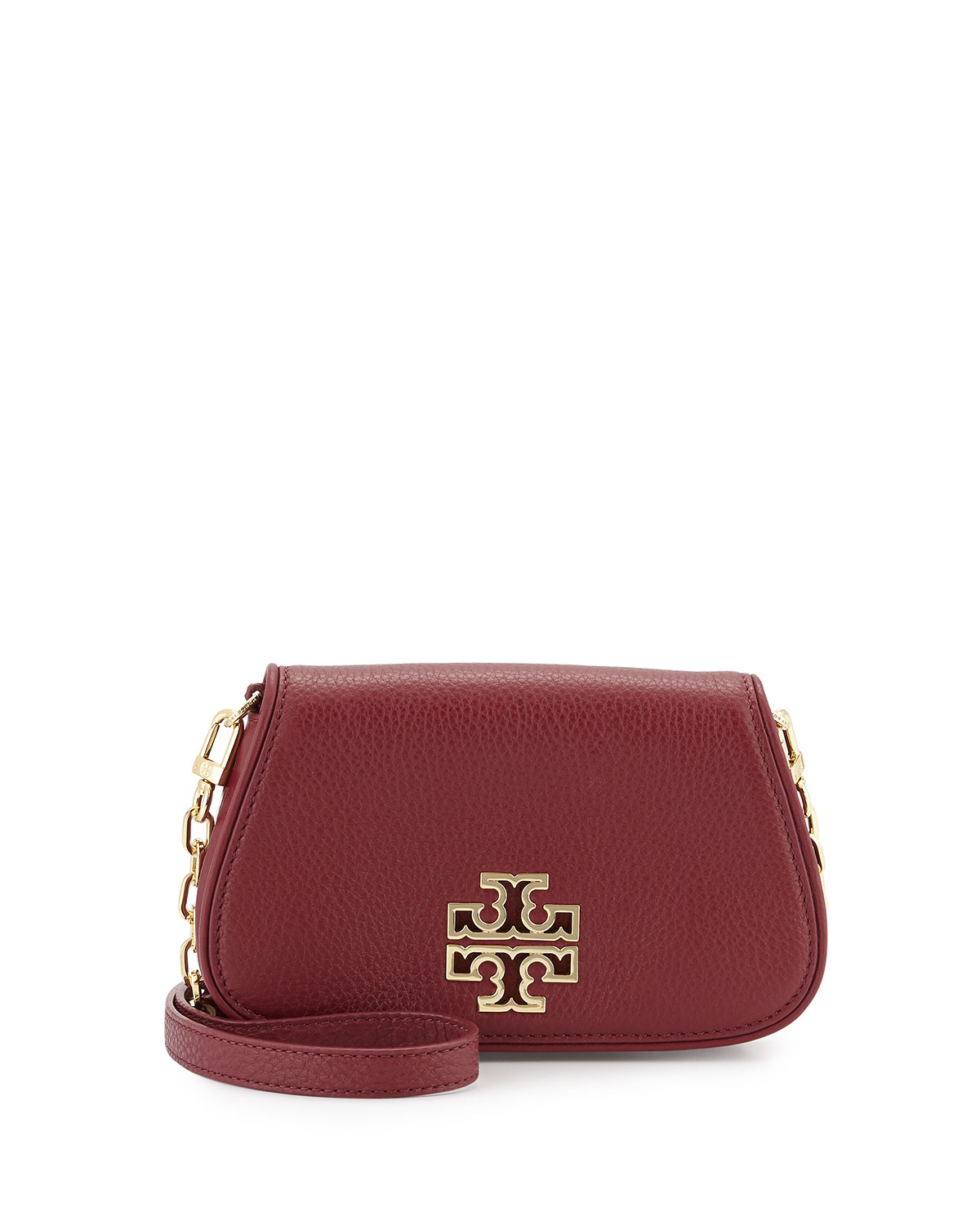 Lyst Tory Burch Britten Mini Leather Crossbody Bag In Red Gallery