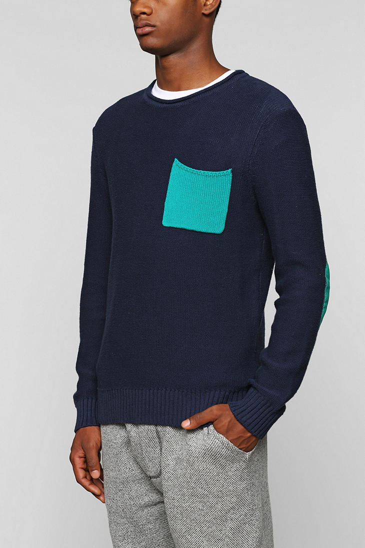 Lyst Urban Outfitters Cpo Contrast Pocket Sweater in Blue for Men