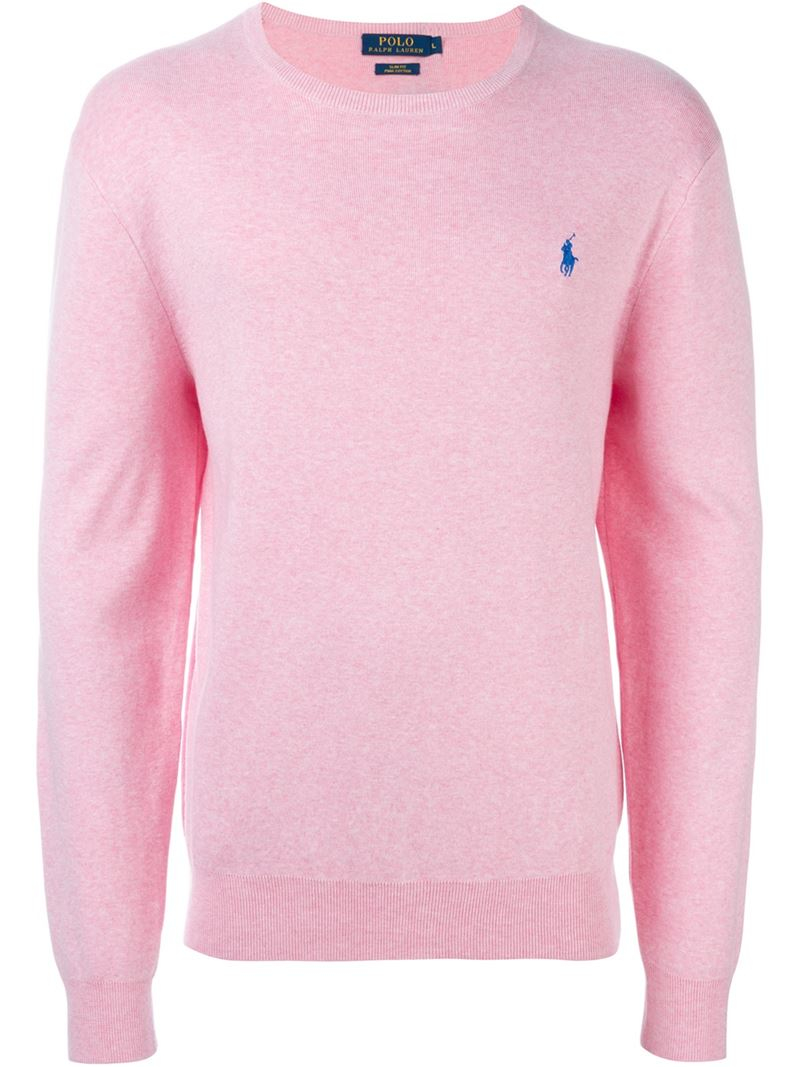 Lyst - Polo Ralph Lauren Crew Neck Sweater in Pink for Men