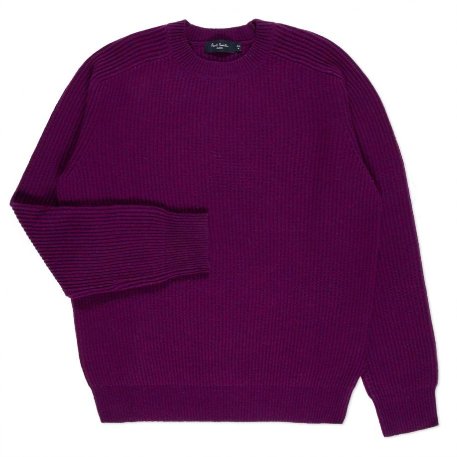 Paul smith Men's Purple Merino Wool Ribbed Sweater in Purple for Men | Lyst