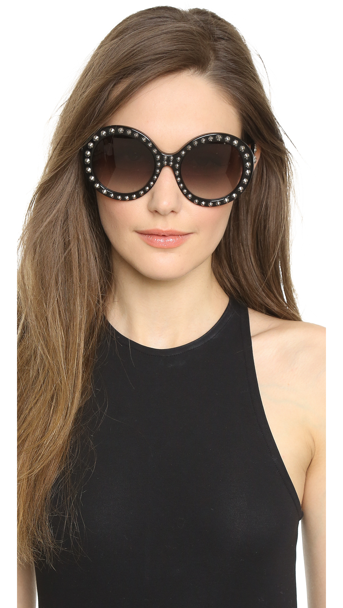 Lyst - Prada Studded Sunglasses - Black/Grey Gradient in Black