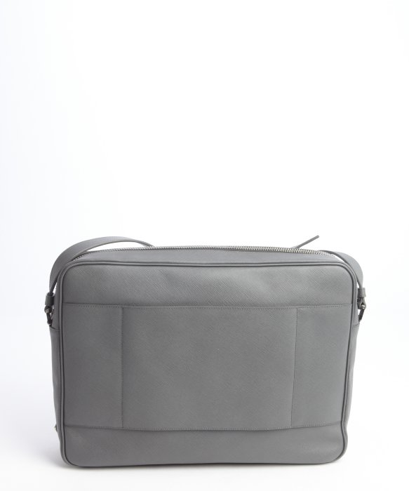 Prada Grey Saffiano Leather Messenger Bag in Gray for Men (grey ...  