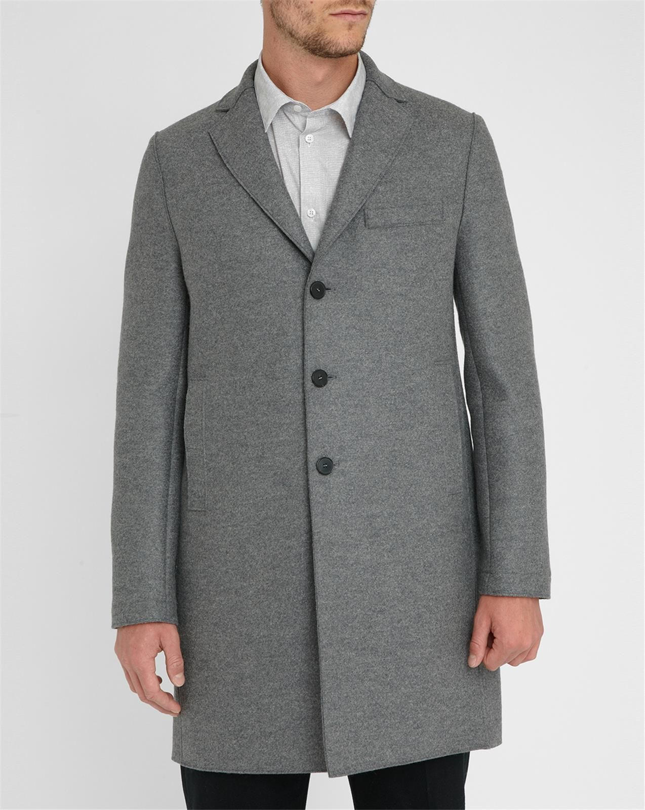 Harris Wharf London Grey Unstructured Boxy Boiled Wool Unlined Coat in