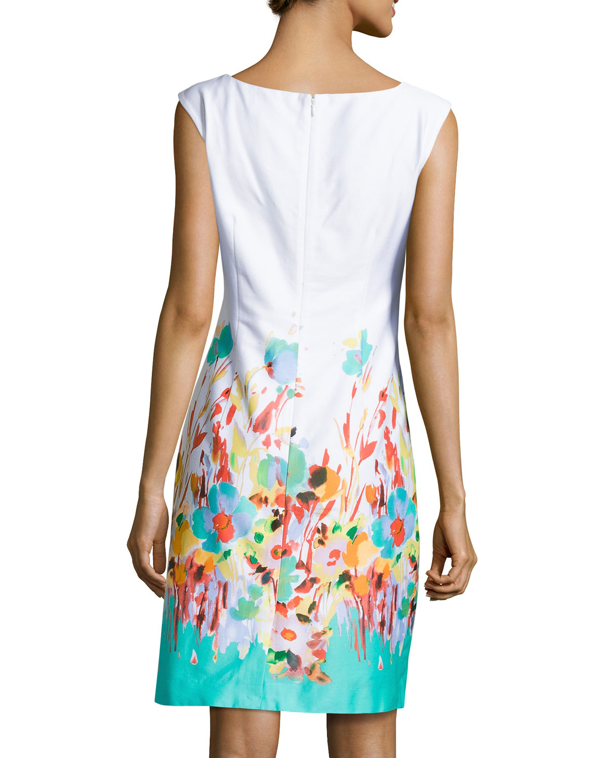 Lyst - Chetta B Floral-Print Sleeveless Sheath Dress In Blue