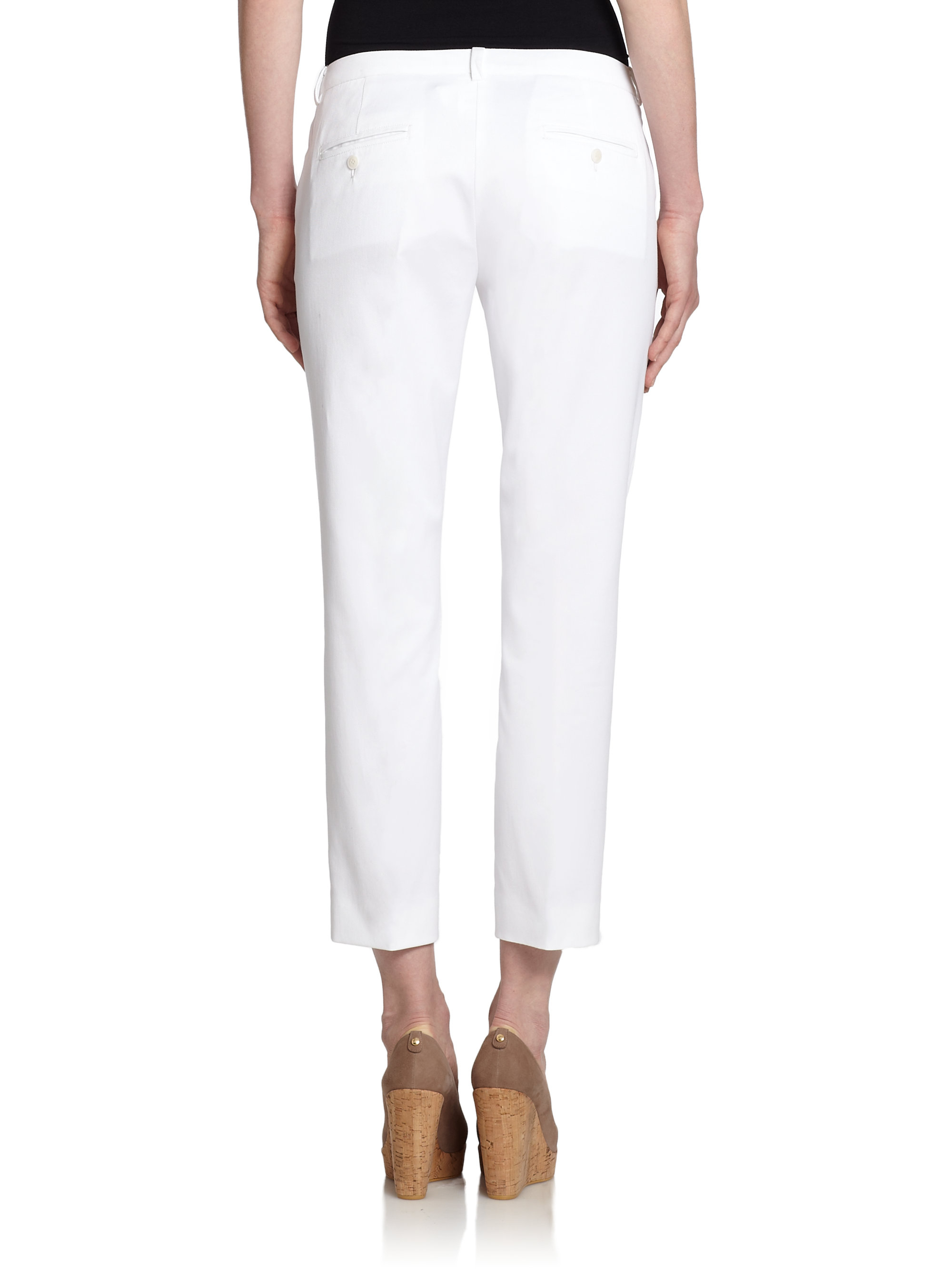 Lyst - Weekend By Maxmara Stretch Cotton Capri Pants in White