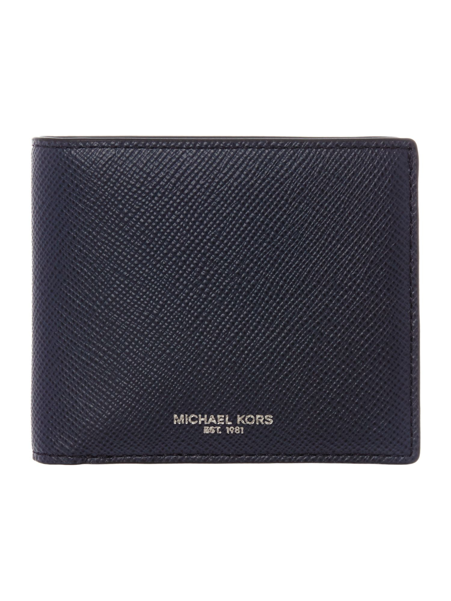 Michael kors Billfold Crossgrain Leather Wallet in Blue for Men (Navy ...