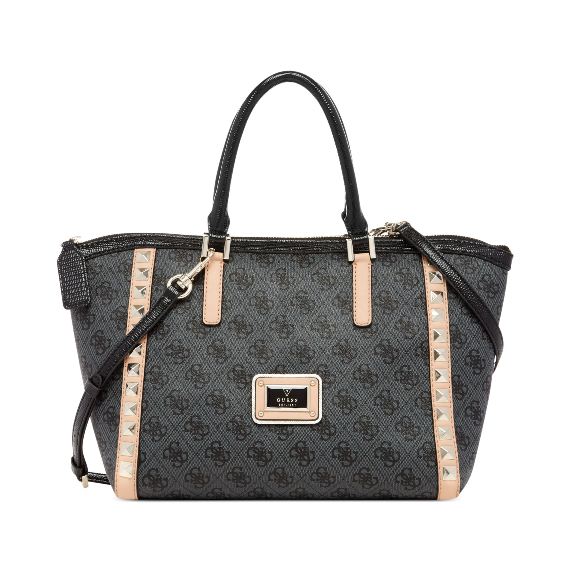 Guess Guess Logo Remix Uptown Satchel in Gray (Coal) | Lyst