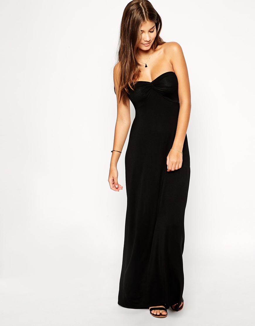 Lyst - Asos Twist Bandeau Jersey Maxi Beach Dress in Black