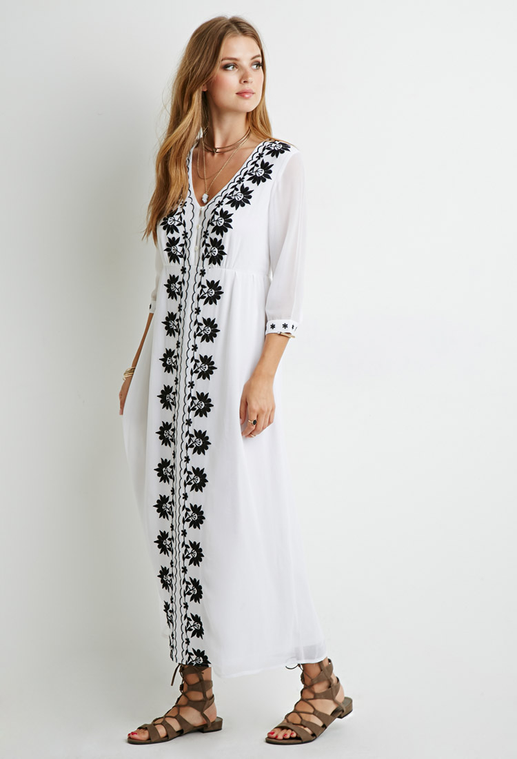 white embroidered dress forever 21