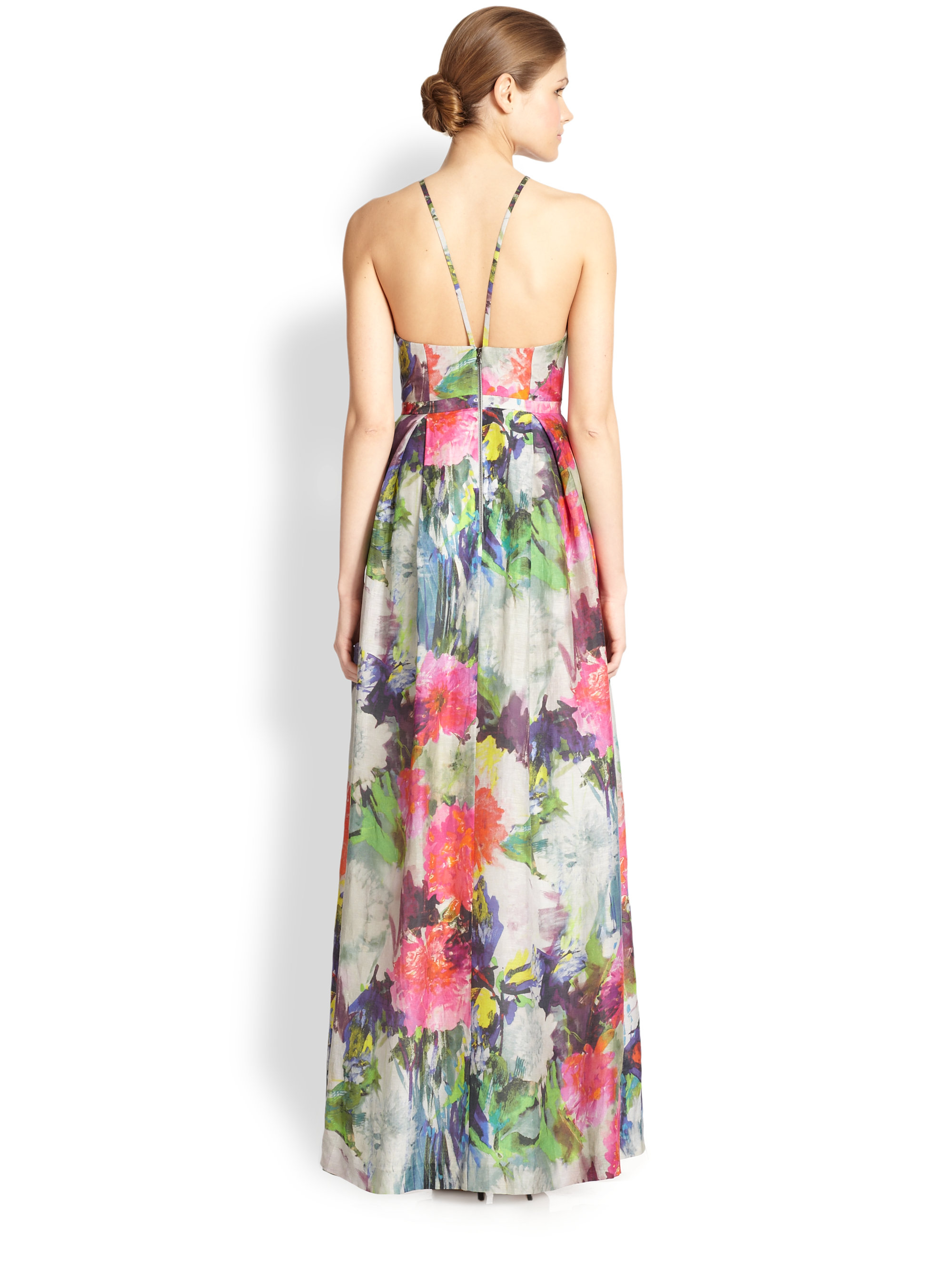 kay unger floral organza gianna gown