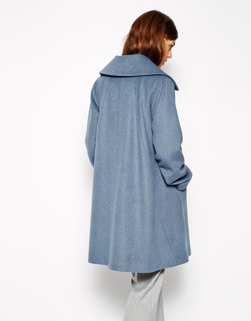 Asos Trapeze Coat In Brushed Wool in Black Lyst