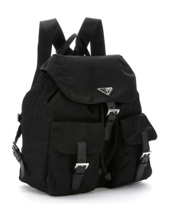 Prada Black Nylon Belted Large Backpack in Black | Lyst