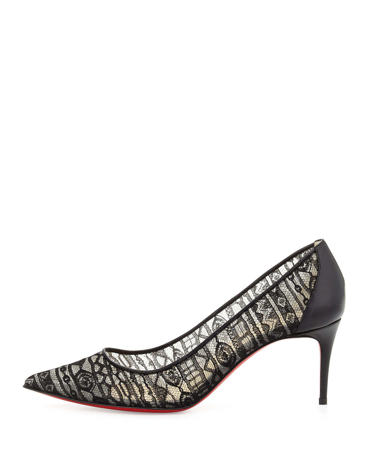 Christian louboutin Saramor Lace Red Sole Pump in Black (red) | Lyst