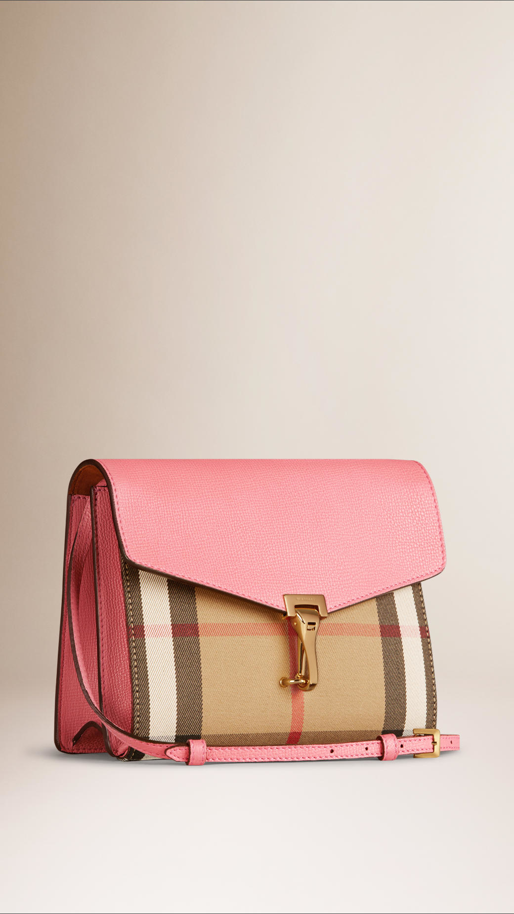 Burberry Small House Check and Leather Cross-Body Bag in Pink - Lyst