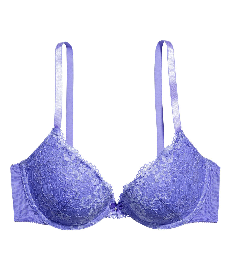 Lyst - H&M Lace Push-up Bra in Blue