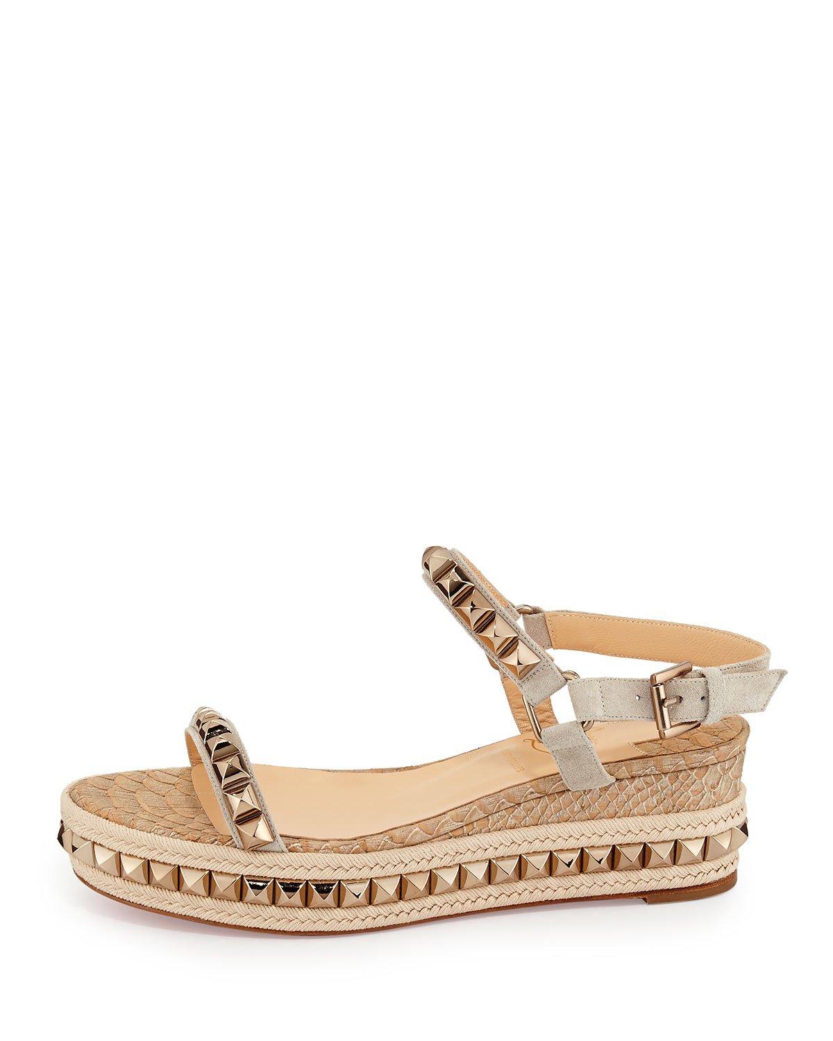 Christian louboutin Cataclou Studded Espadrille Sandals in Beige ...