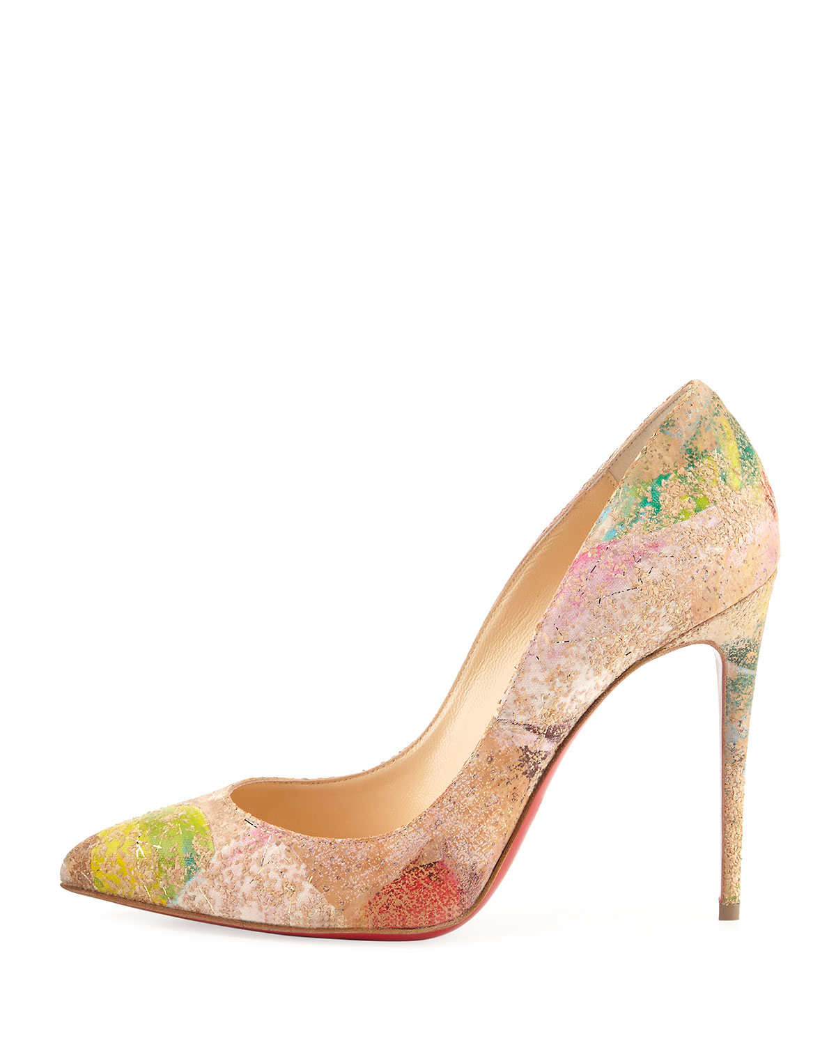 Christian louboutin Pigalles Follies Marble-Print Cork Pumps in ...