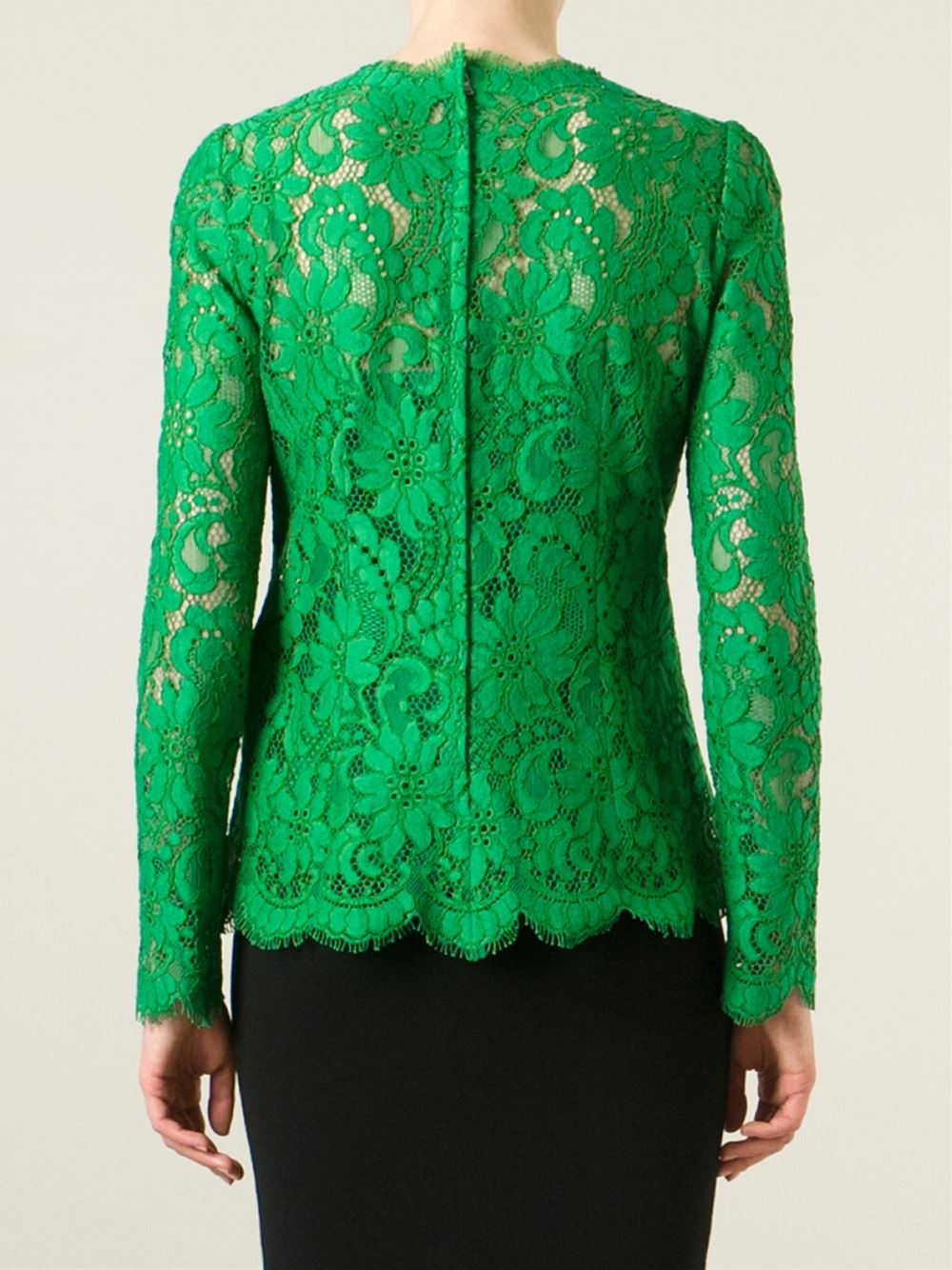 Dolce & Gabbana Floral Lace Top in Green - Lyst