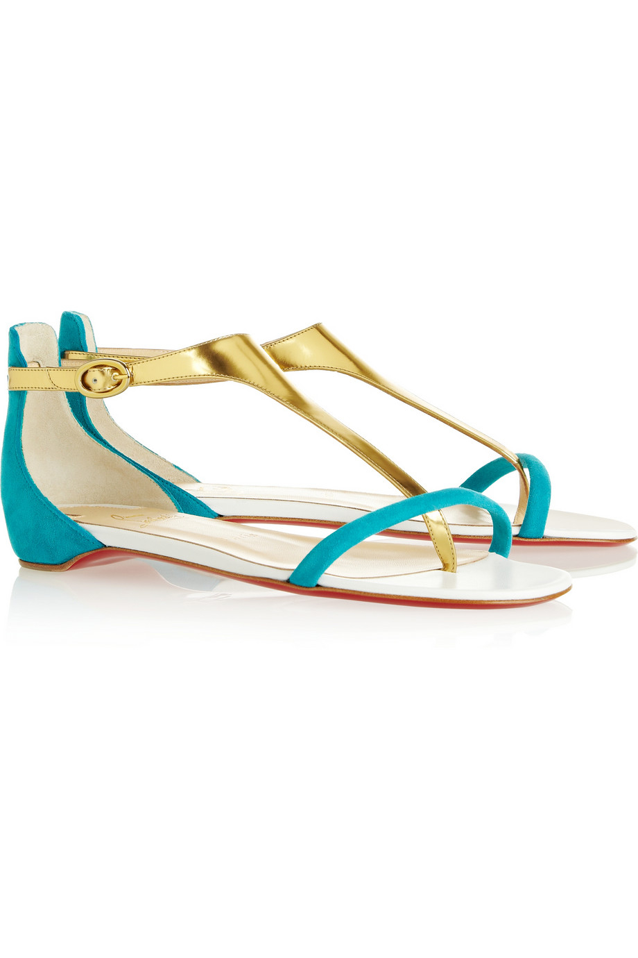 christian louboutin sandals Green metallic leather | cosmetics ...  