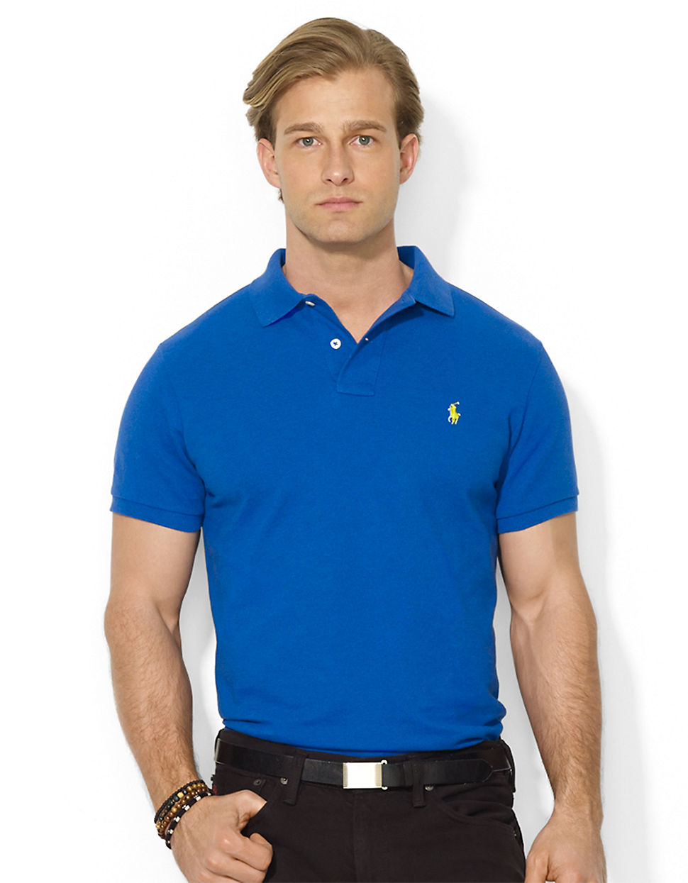 Lyst - Polo Ralph Lauren Custom-Fit Mesh Polo Shirt in Blue for Men
