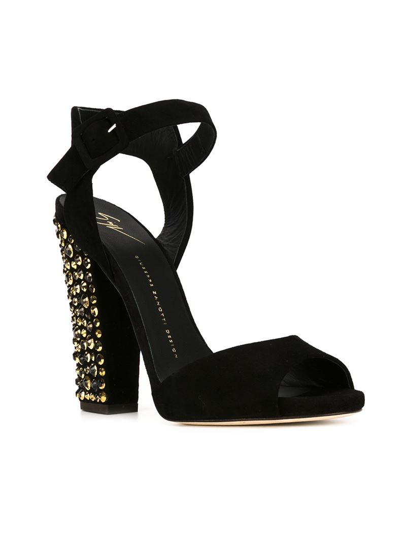 Lyst Giuseppe Zanotti Embellished  Heel  Sandals  in Metallic