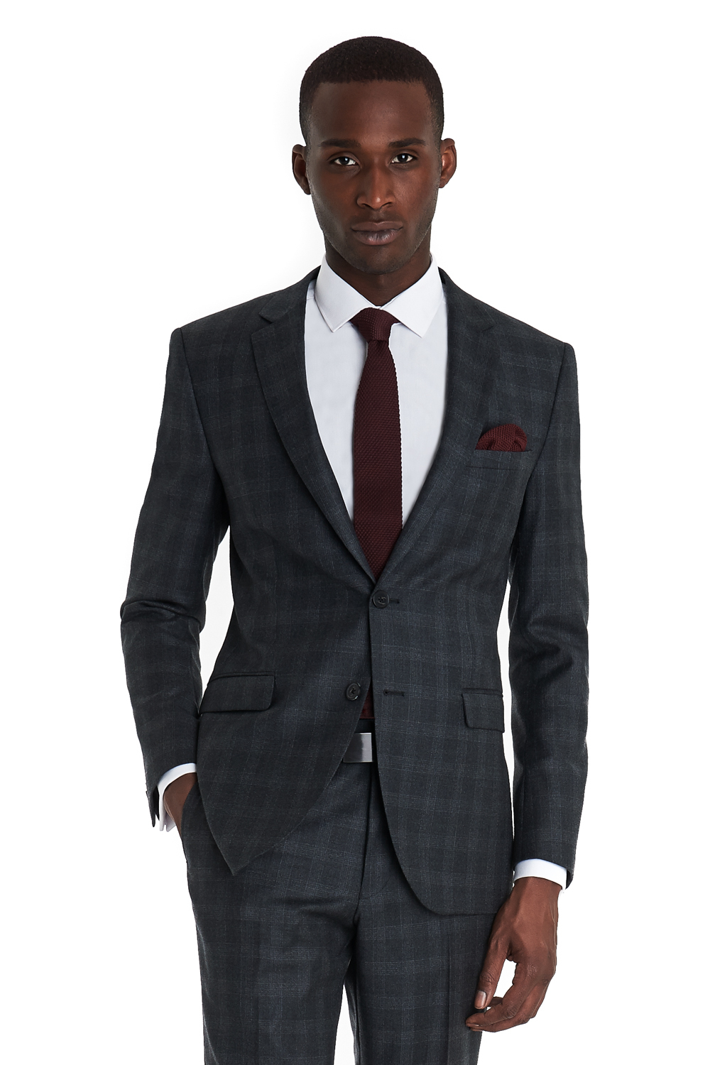 Dkny Slim Fit Charcoal Check Suit in Gray for Men | Lyst