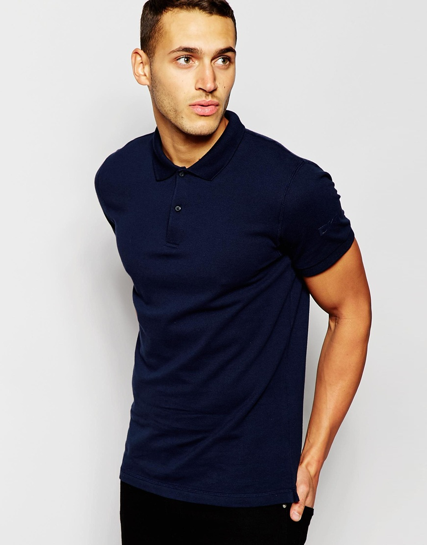 Lyst - Dkny Polo Shirt Short Sleeve Logo in Blue for Men