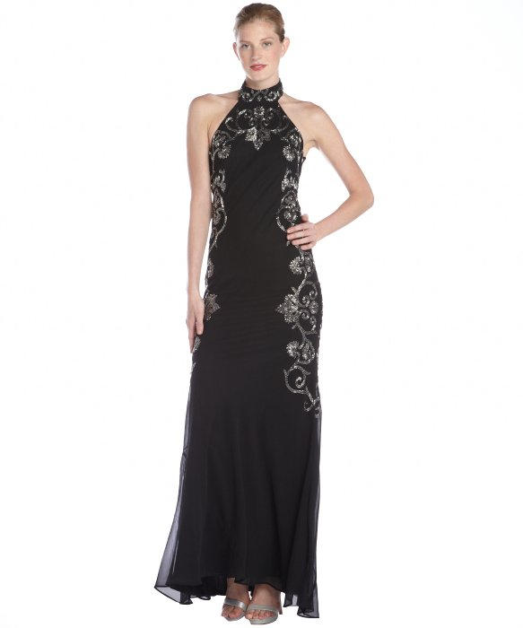 Silk chiffon cascading rosette evening dress Silk chiffon cascading rosette evening dress