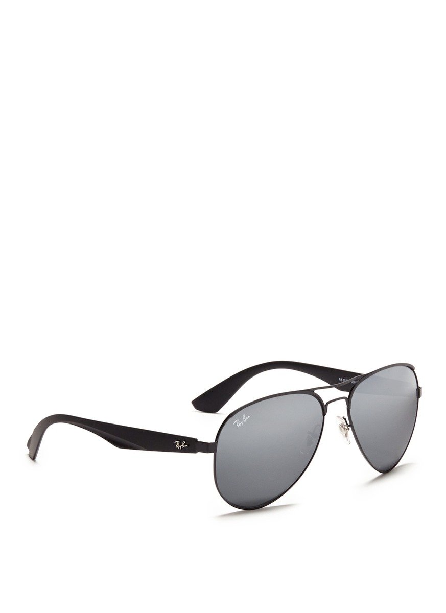 Lyst - Ray-Ban Titanium Frame Plastic Temple Aviator Sunglasses in Black