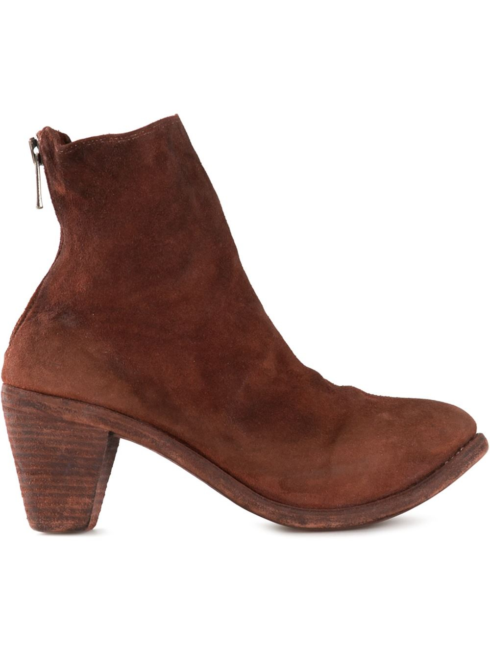 Guidi Chunky Heel Ankle Boot in Brown | Lyst