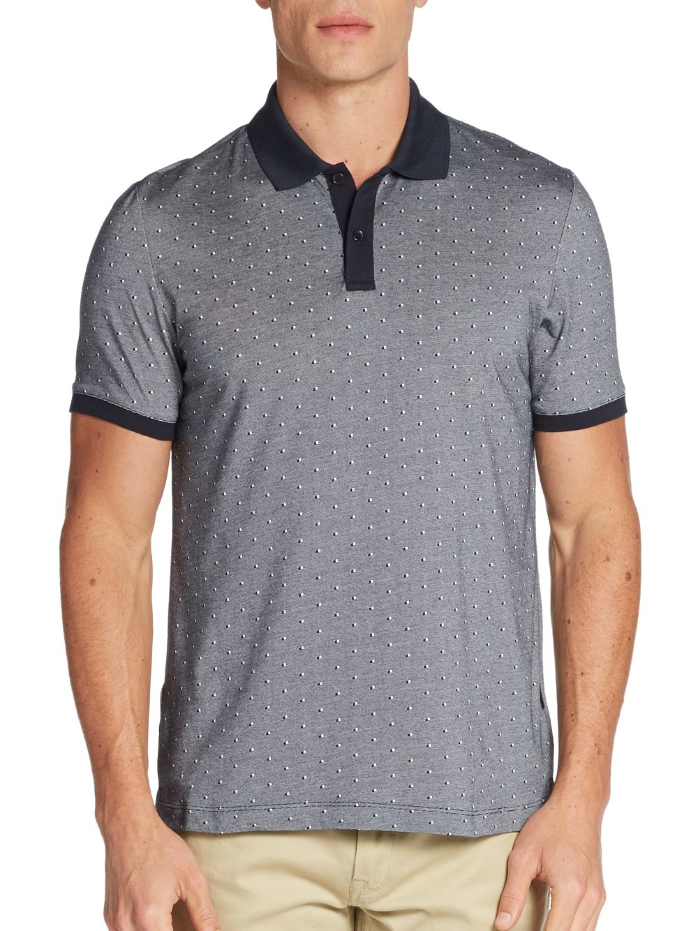 Perry ellis Dot-print Polo Shirt in Blue for Men | Lyst