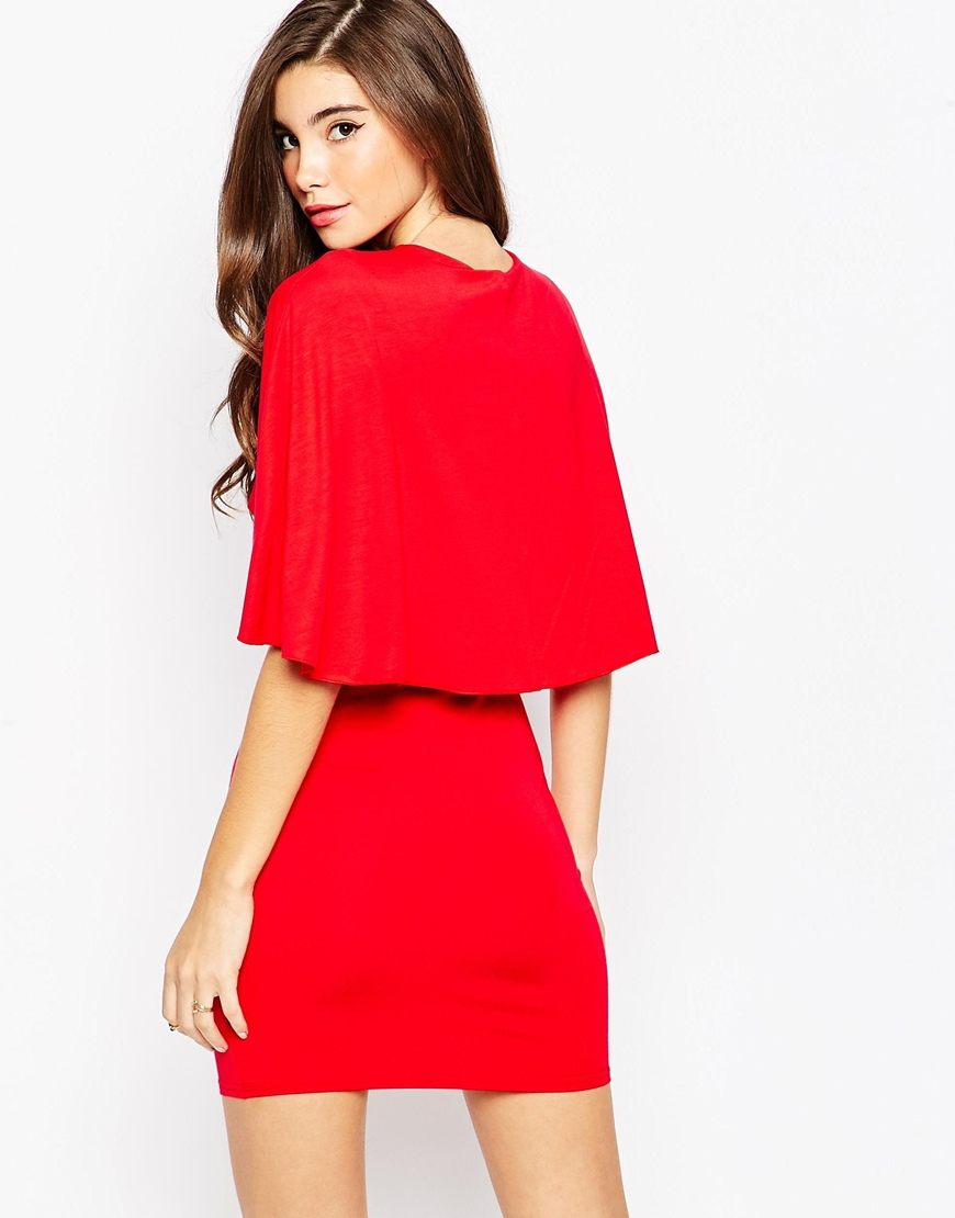 Asos Mini Cape Dress - Red in Red | Lyst
