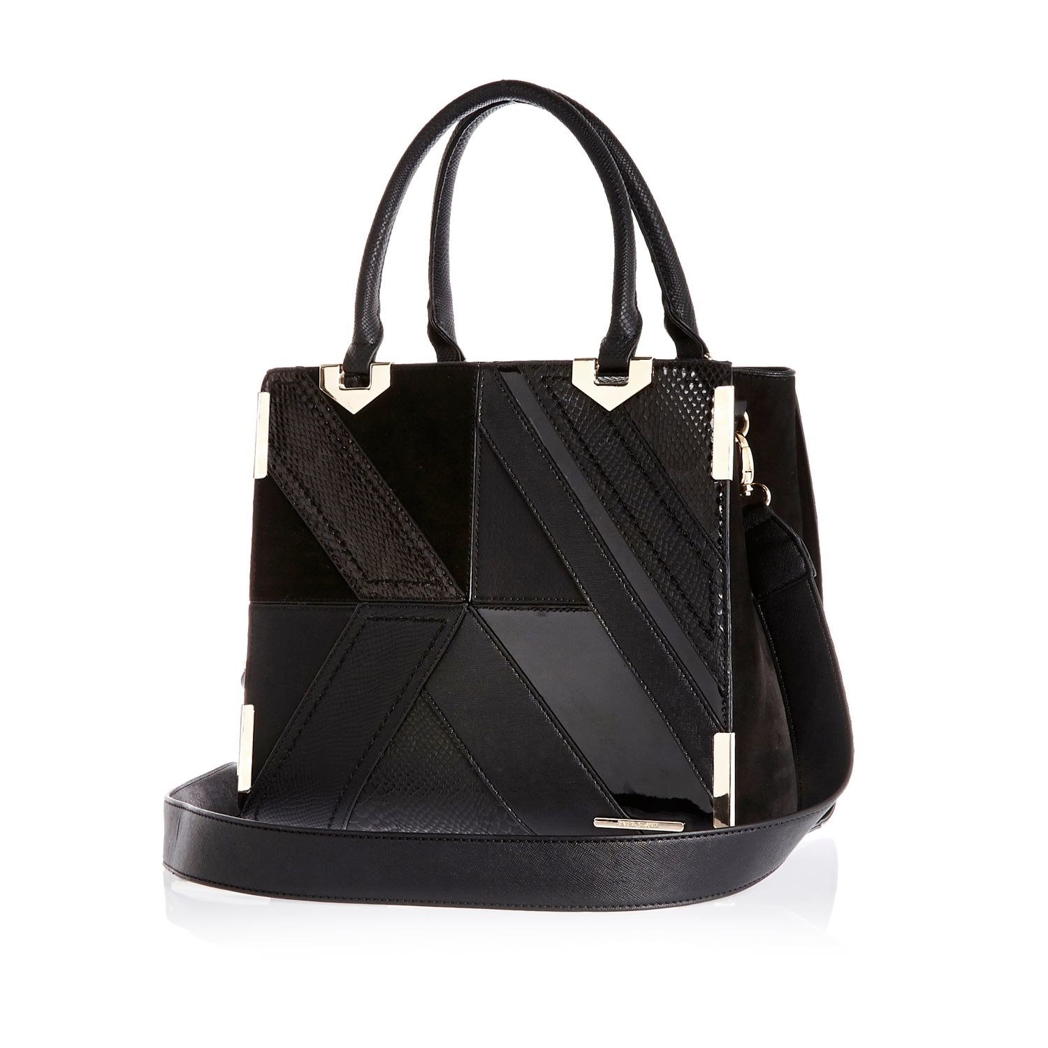 Lyst River Island Black Patchwork Tote Handbag In Gallery