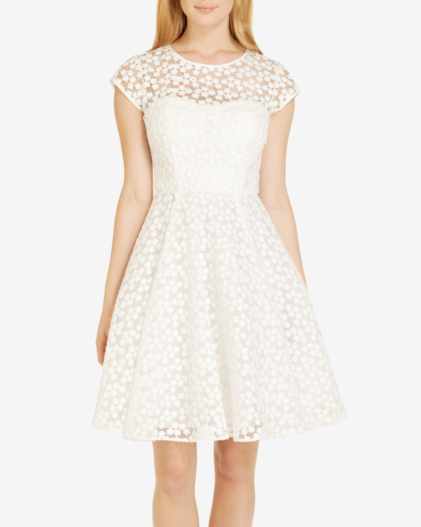 Lyst Ted Baker Embroidered Floral Dress in White