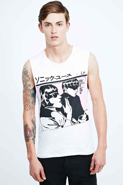 Urban Outfitters Sonic Youth Japan Cutoff Tank in White in White for ...