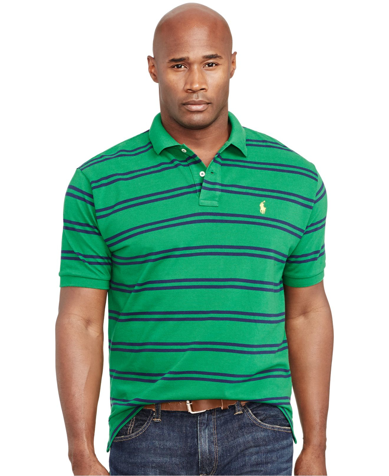 Polo Ralph Lauren Big And Tall Custom-fit Striped Mesh Polo Shirt in ...