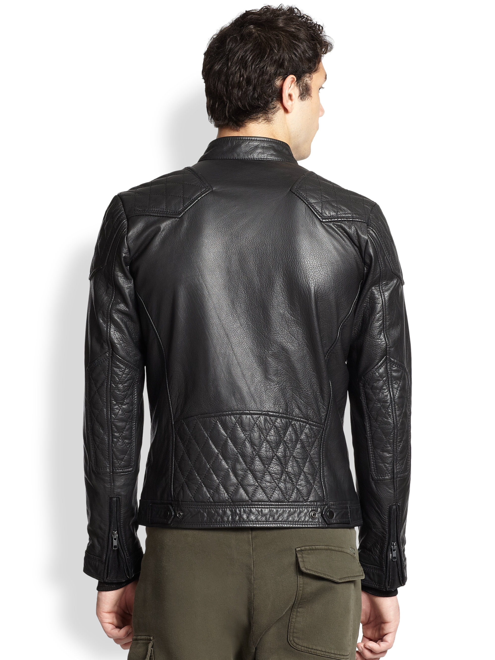 Lyst Diesel Leather Bomber Jacket in Black for Men