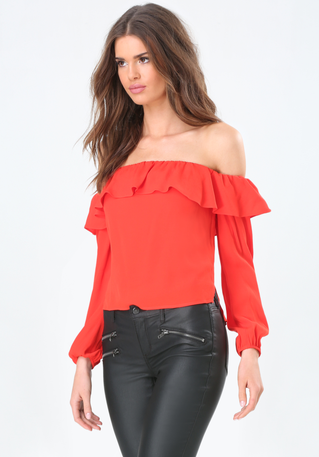 Bebe Dierdre Off Shoulder Top in Red