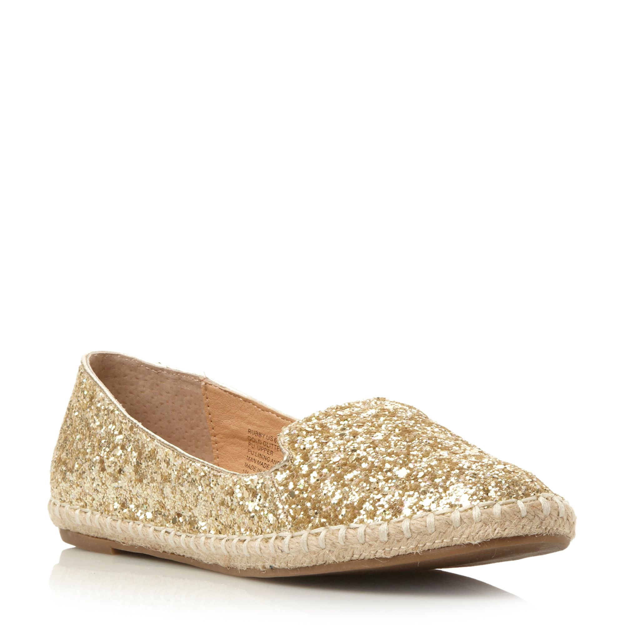 Steve madden Rubby Sm Glitter Espadrilles in Gold | Lyst