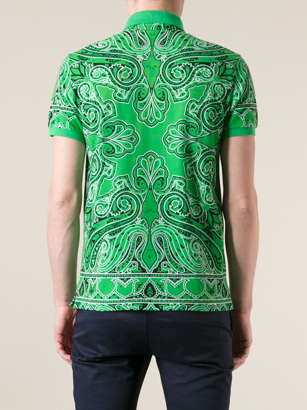 Lyst - Etro Paisley Print Polo Shirt in Green for Men