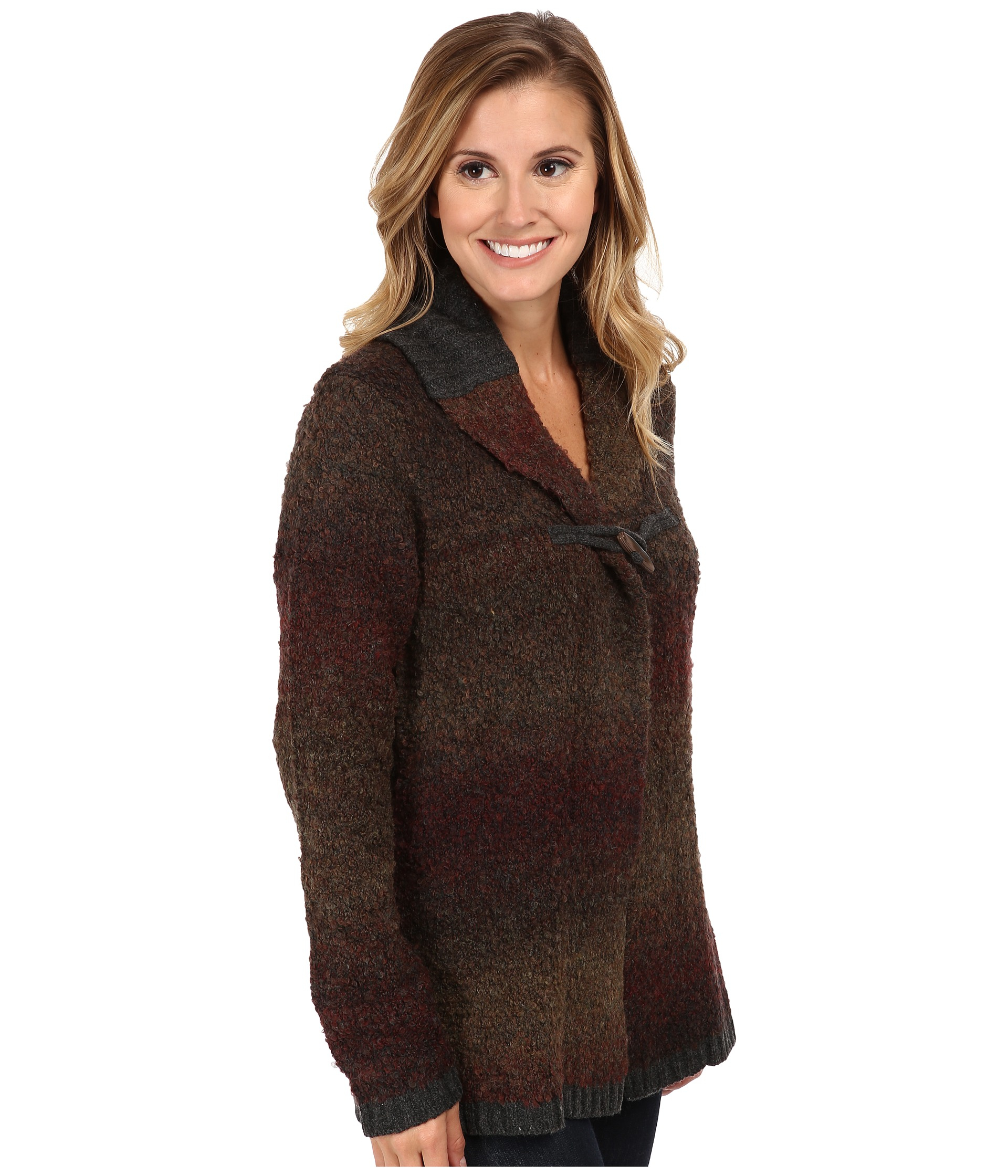 Woolrich Westwind Boucle Cardigan Sweater in Brown (Russet Brown Space ...