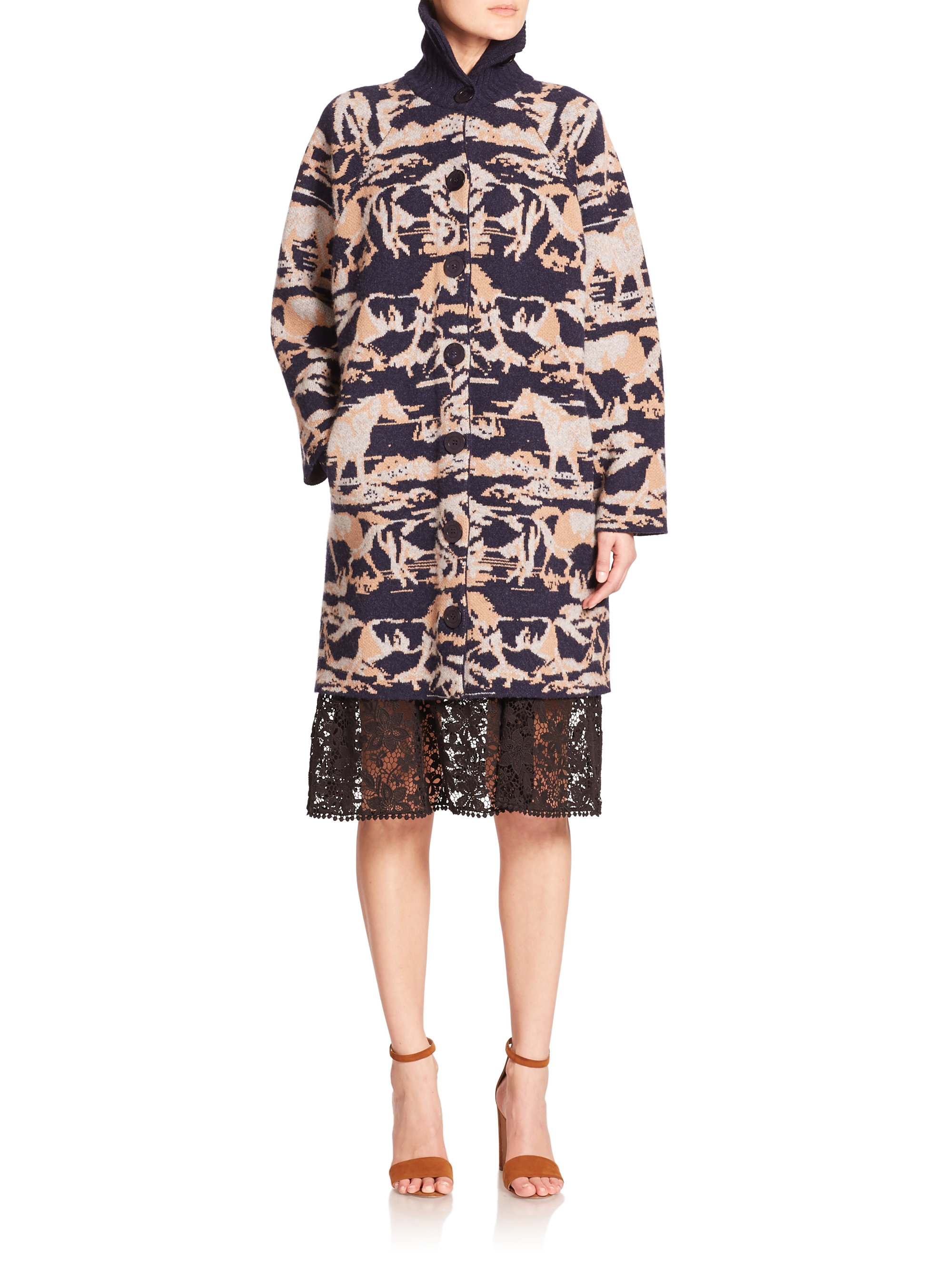 chloe handbags sale online - See by chlo Horse Print Wool Knit Jacket in Multicolor (jacquard ...