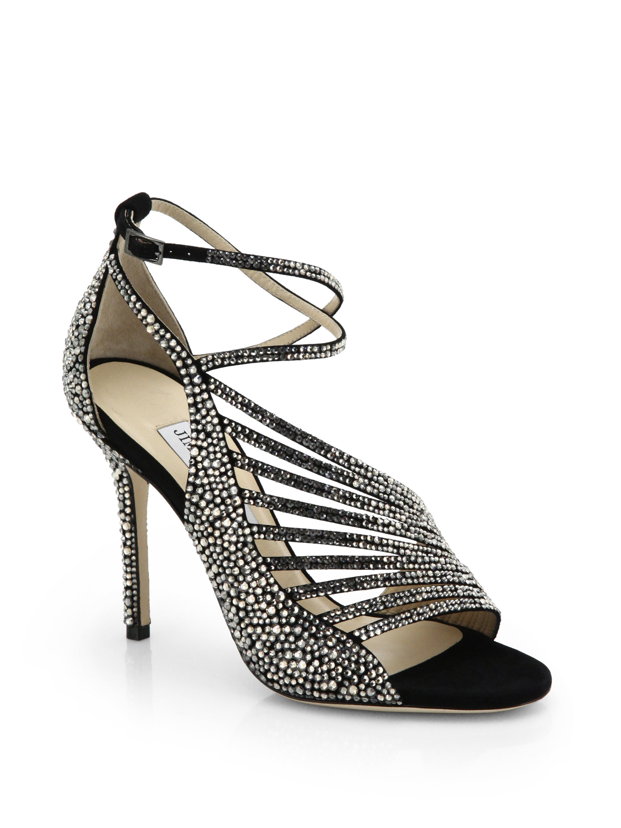 Lyst - Jimmy Choo Florry Studded Suede Strappy Sandals in Black