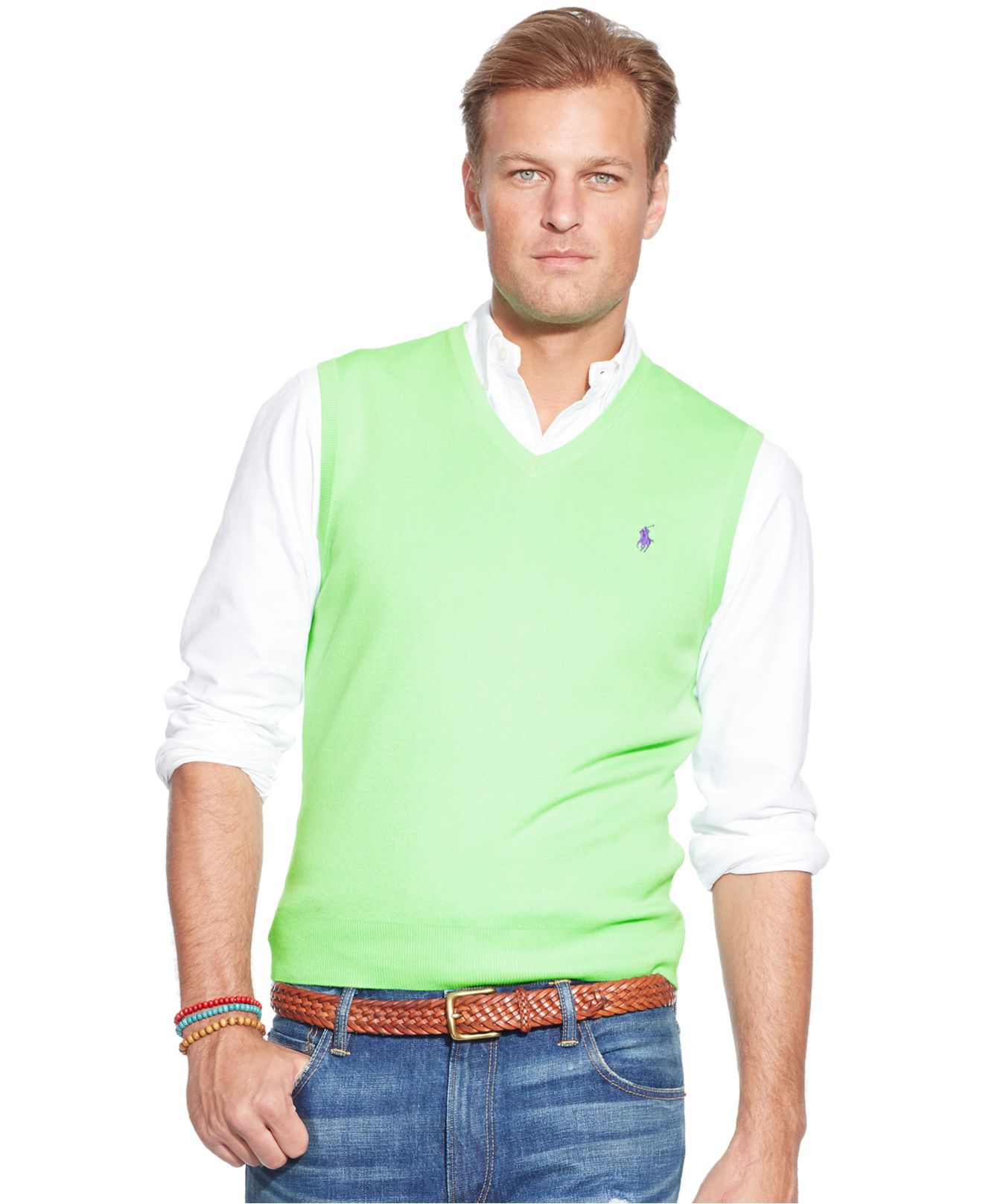 Lyst - Polo Ralph Lauren Big And Tall Pima Cotton V-Neck Sweater Vest ...