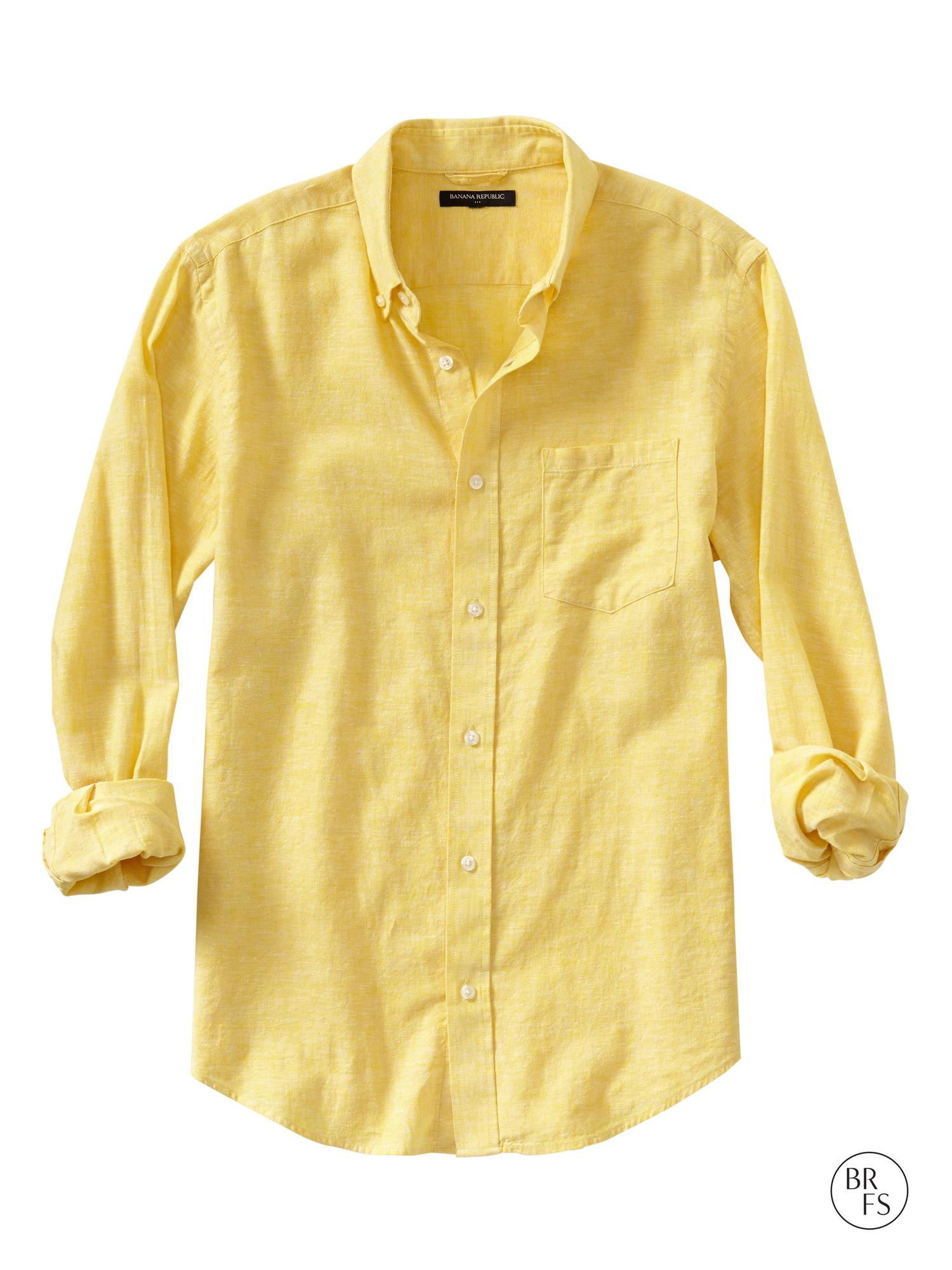 Lyst Banana Republic Factory Slim Fit Solid Shirt Marigold in Yellow
