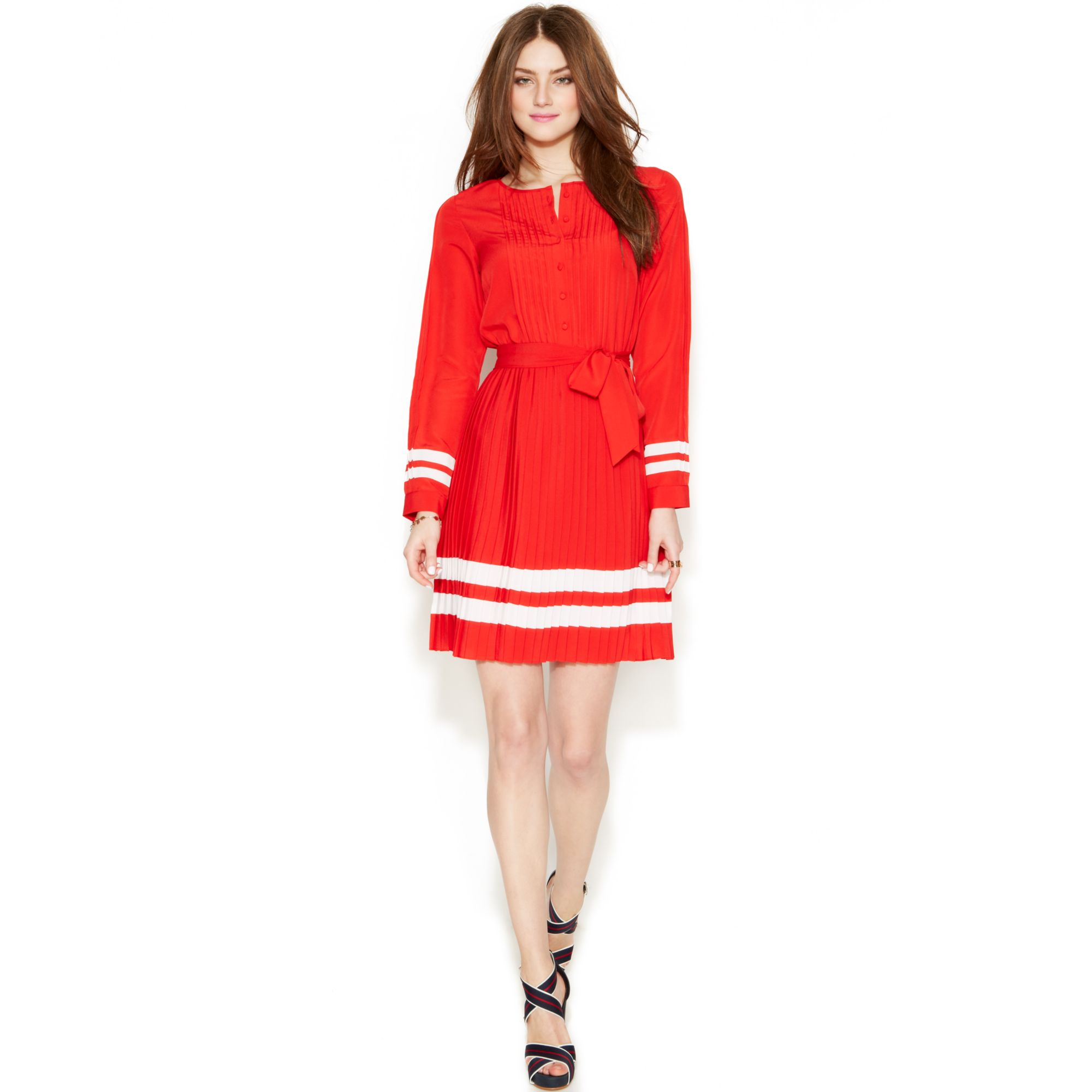 tommy hilfiger red button up dress