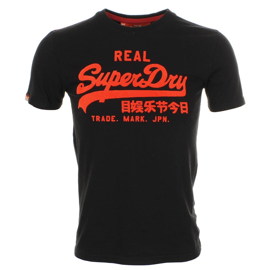 Superdry Vintage Logo Flock Entry T Shirt Black in Black for Men | Lyst