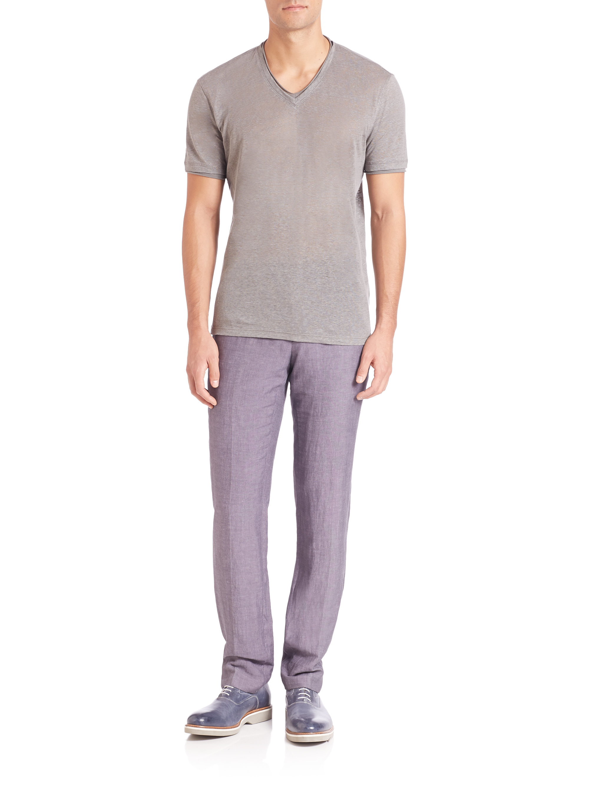 purple linen pants