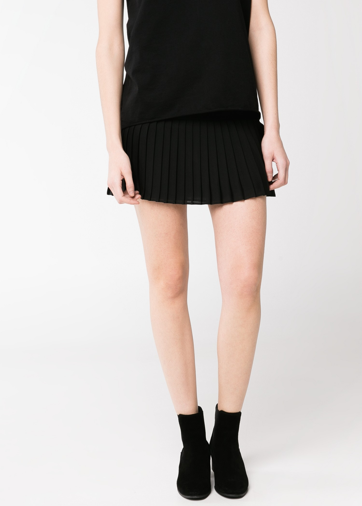 Mango Pleated Hem Skirt in Black | Lyst